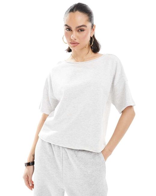 ASOS Recht T-Shirt Van Loopback Badstof Met Onafgewerkte Rand in het White