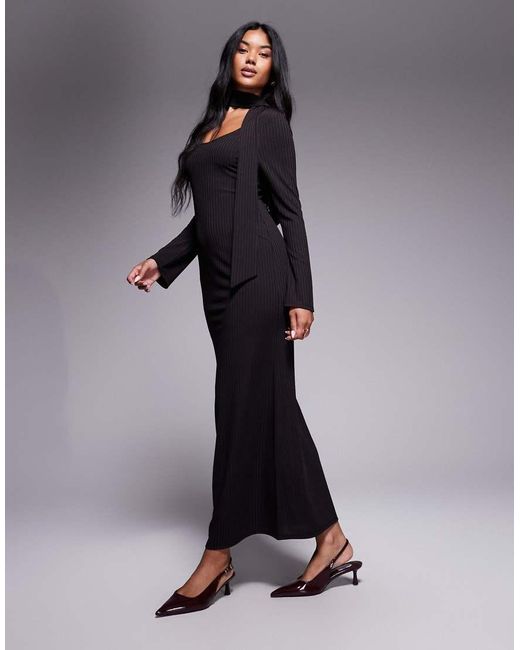 ASOS Blue Low Scoop Neck Scarf Maxi Dress