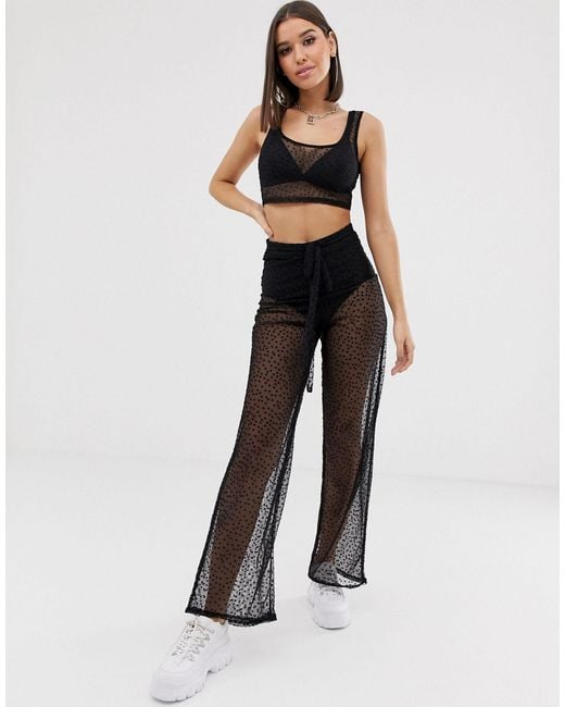 Missguided Black Sheer Dobby Trousers
