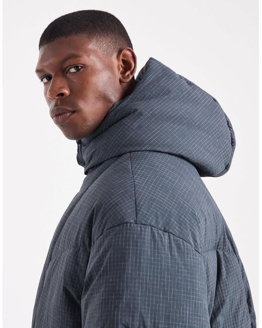 ASOS Blue Oversized Ripstop Puffer Jacket for men