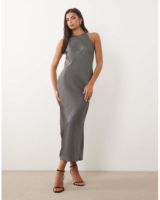 Vila Multicolor Racer Satin Midi Dress