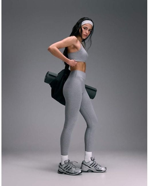 4505 Gray Seamless Baby Rib Wrap Back High Waist Gym leggings
