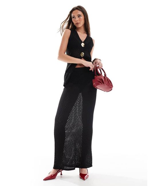 Pretty Lavish Black Knit Maxi Skirt Co-Ord