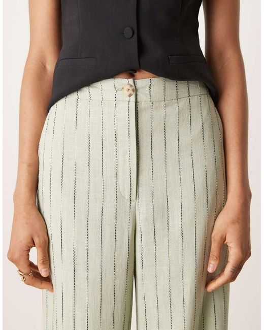 ASOS Natural Asos Design Tall Relaxed Straight Leg Trousers With Linen