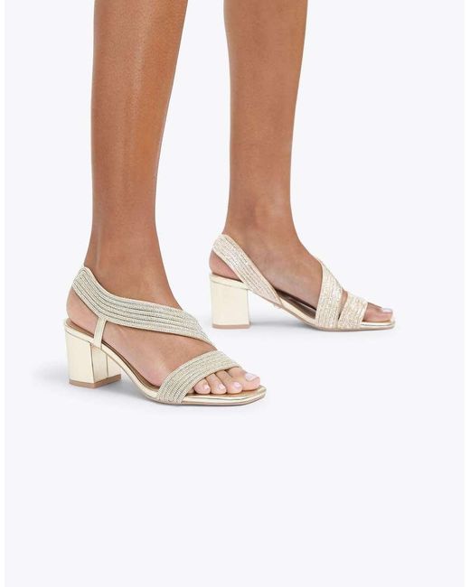 Carvela Kurt Geiger Natural Gala Block Jewel 60 Casual Heeled Sandals