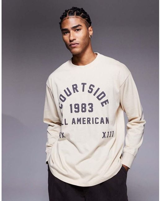 Courtside Gray Oversized Long Sleeve T-shirt for men