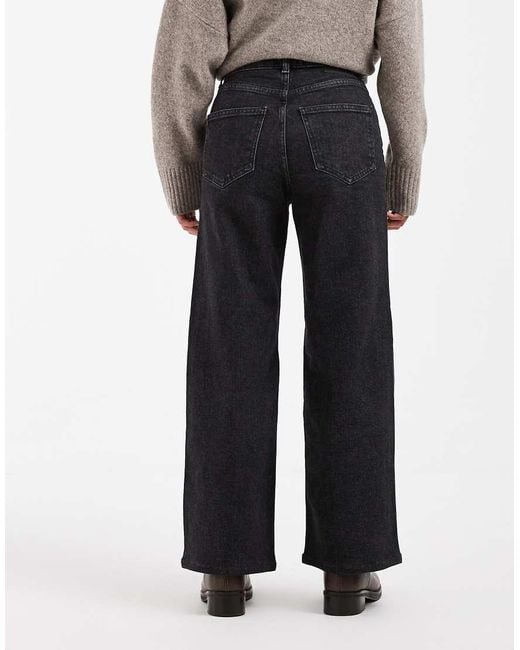 Only Petite Gray Juicy High Waisted Wide Leg Jeans