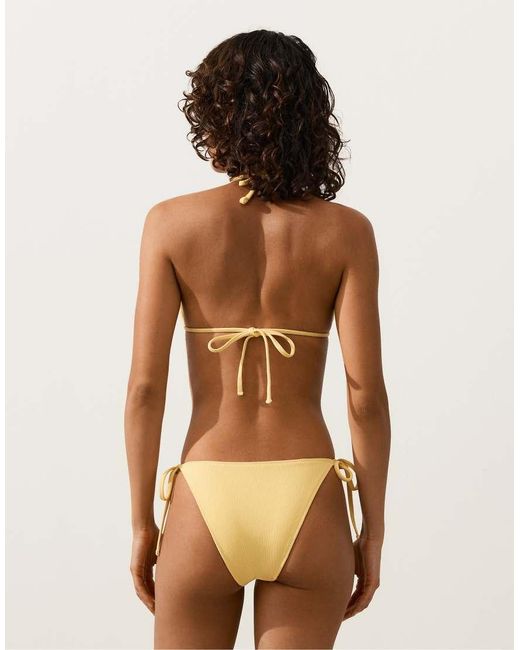 Oysho Brown Medium-coverage Tie Rib Bikini Briefs
