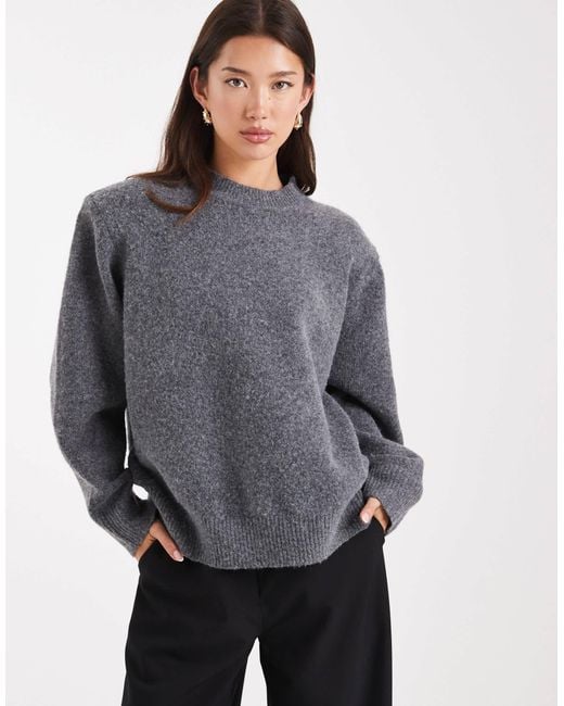 ASOS Gray Drop Shoulder Pad Longline Sweater