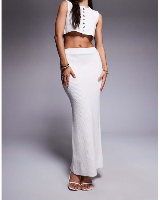 Aria Cove Purple Ribbed Knit Back Split Maxi Skirt Co-ord