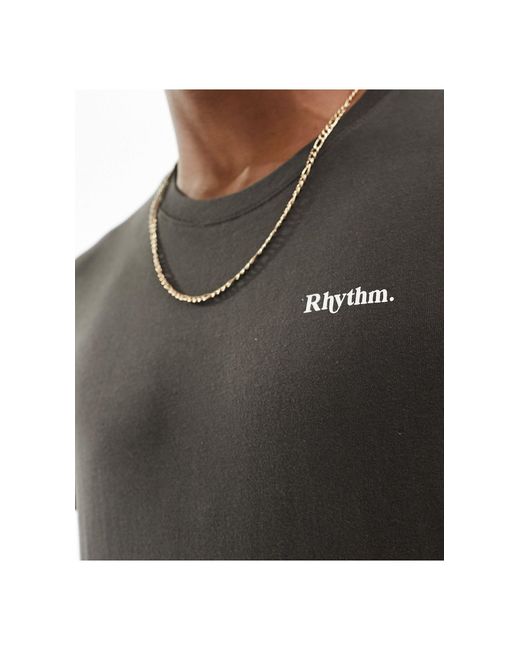 Rhythm Black Classic Brand Tee for men