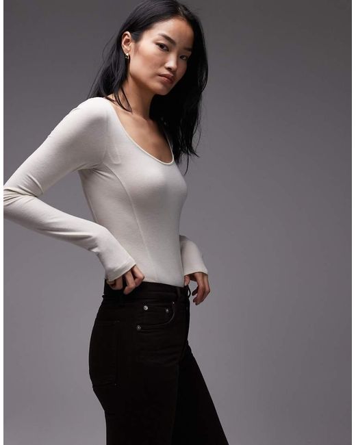 & Other Stories Gray Long Sleeve Jersey Body With Soft Binding