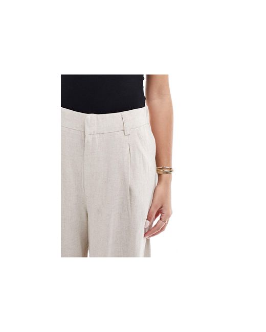 ASOS White Wide Leg Dad Trouser With Linen