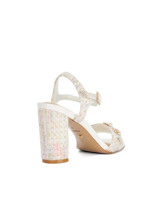 Dune White Mention Heeled Sandals