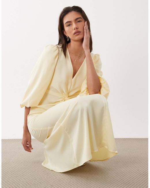 yas midi dress YAS - Textured V Neck Midi Dress - Women - Polyester - 8 US