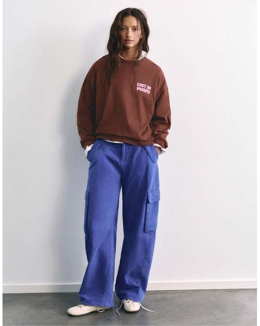 Pull&Bear Red Oversize Graphic T-shirt