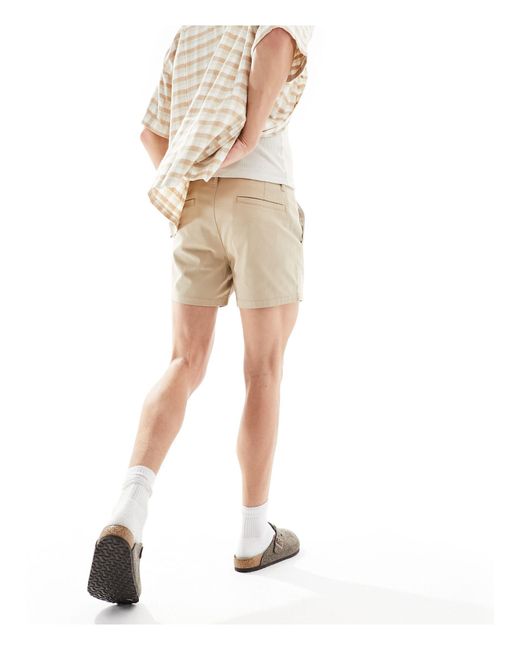 ASOS – kurze, eng geschnittene chino-shorts in Natural für Herren