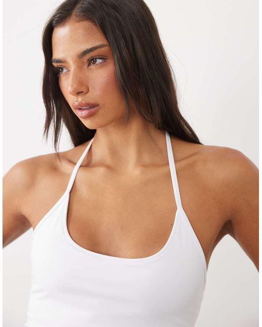 4505 White Halter Neck Cami With Inner Bra