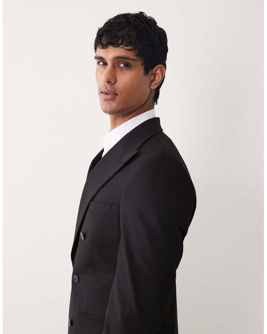 ASOS Black Skinny Double-breasted Suit Jacket for men