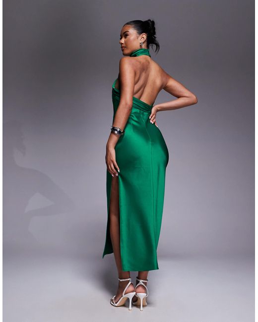 green emerald velvet dress Kelly Green Halter Maxi Dress