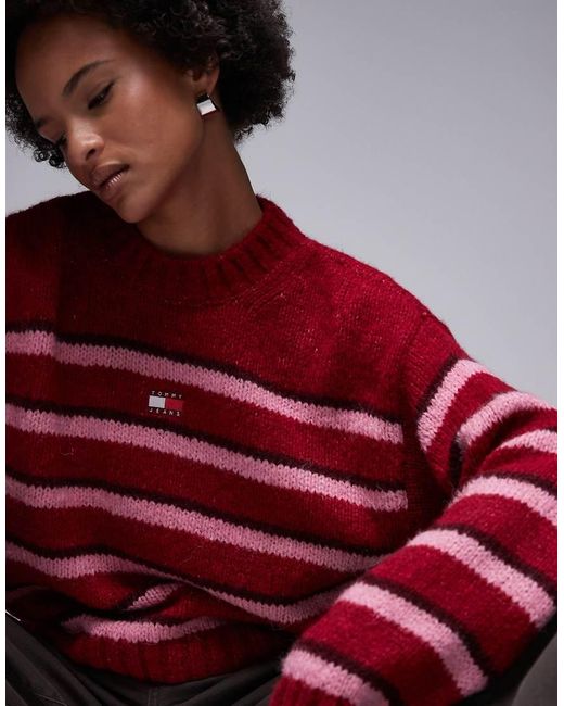 Jersey Y Rosa A Rayas Con Parche De Punto Mullido De Tommy Hilfiger de color Red