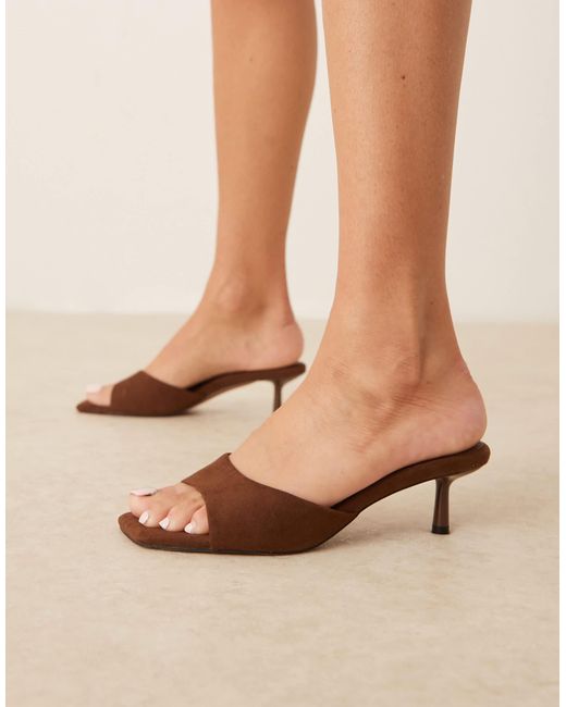 Hyped - mules à petit talon en suédine - chocolat ASOS en coloris Natural