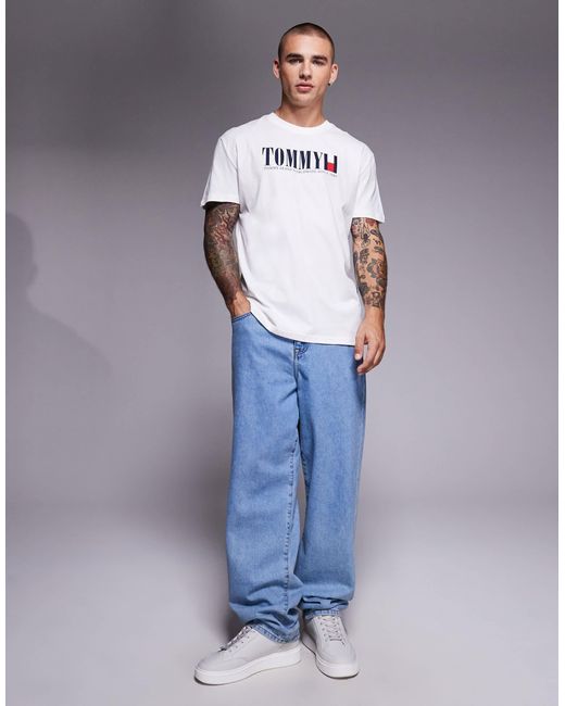 Tommy Hilfiger Gray Linear Flag Logo T-shirt for men