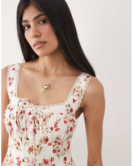 New Look Pink Ditsy Corset Cami Midi Dress