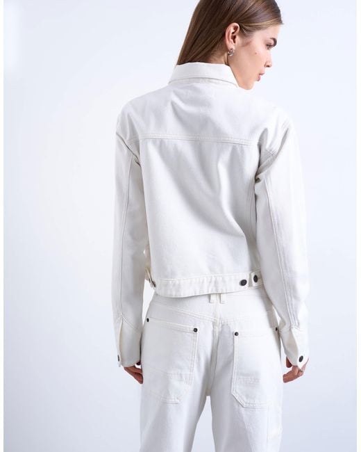 TOPSHOP White Denim Utility Jacket