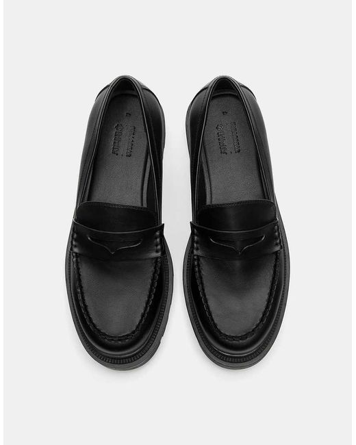Pull&Bear Black Chunky Sole Loafers for men