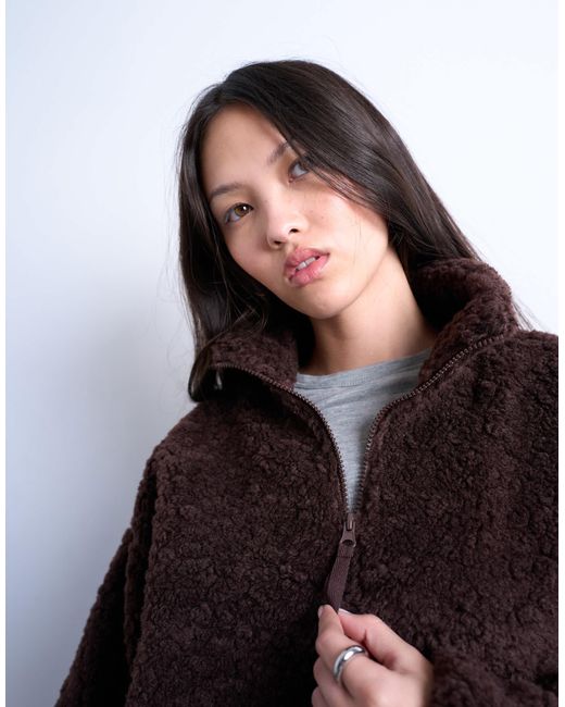 TOPSHOP Black – teddyfell-oberteil