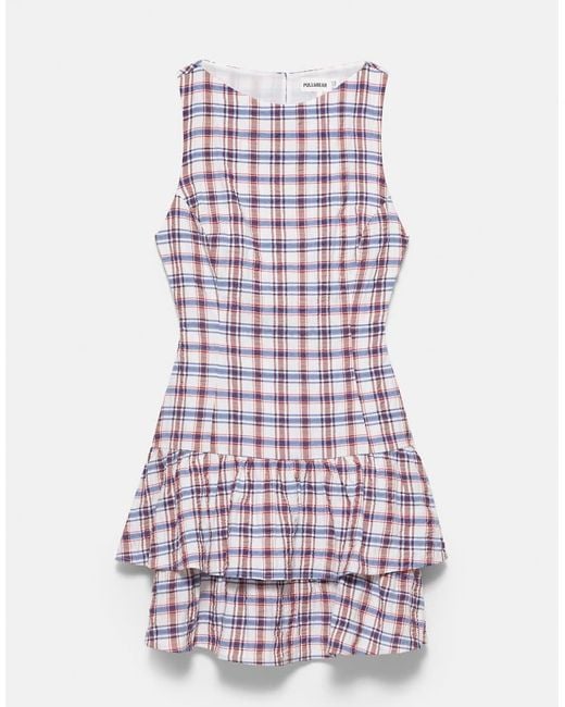 Pull&Bear White Check Ruffle Short Dress