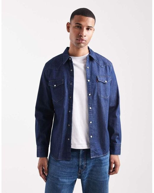 Levi's Blue Barstow Western Standard Fit Denim Shirt for men