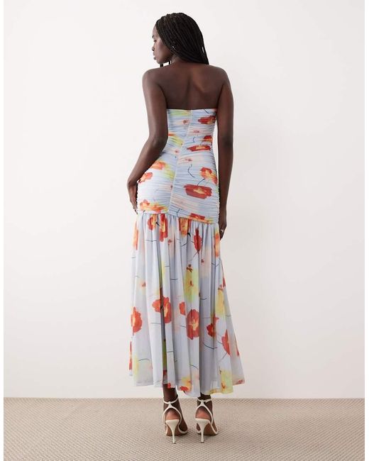 Bardot Pink Solana Ruched Bandeau Mesh Maxi Dress