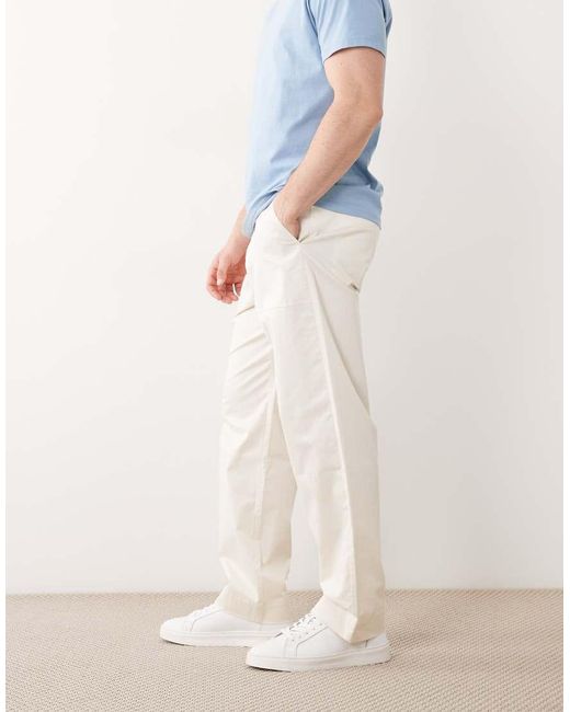SELECTED White Loose Chino Pants for men
