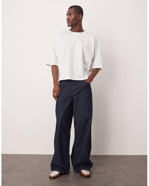 ASOS Blue Oversized Dropped Shoulder T-shrit With Floral Back Print for men