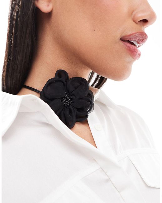 ASOS Black Choker Necklace With Embellished Corsage Detail