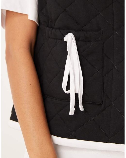 ASOS White Gilet With Quilted Contrast Binding Design And Bow Pocket Detail