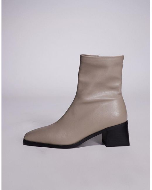 Botines Color Piedra Con Tacón Grueso Nimer De Simmi London-Neutro SIMMI de color Black