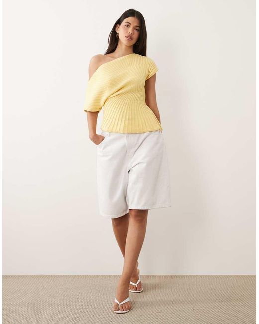 ASOS Yellow Knitted Cinched Pleated Top