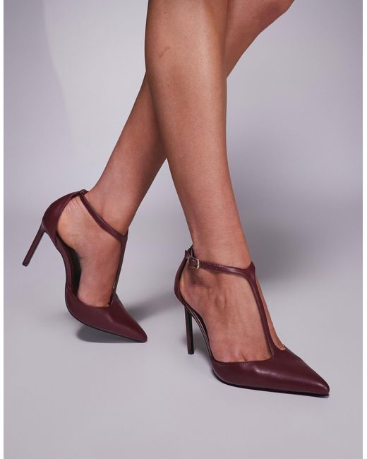 ASOS Red Prime T Bar High Heeled Shoes