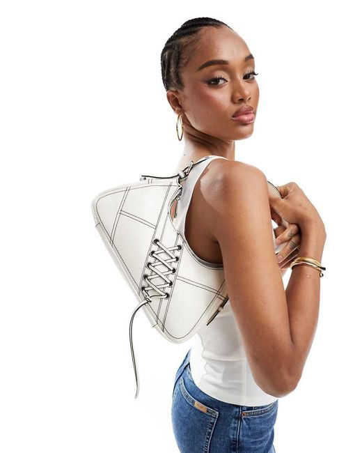 Borsa Da Spalla Bianca Con Lacci E Occhielli di ASOS in White