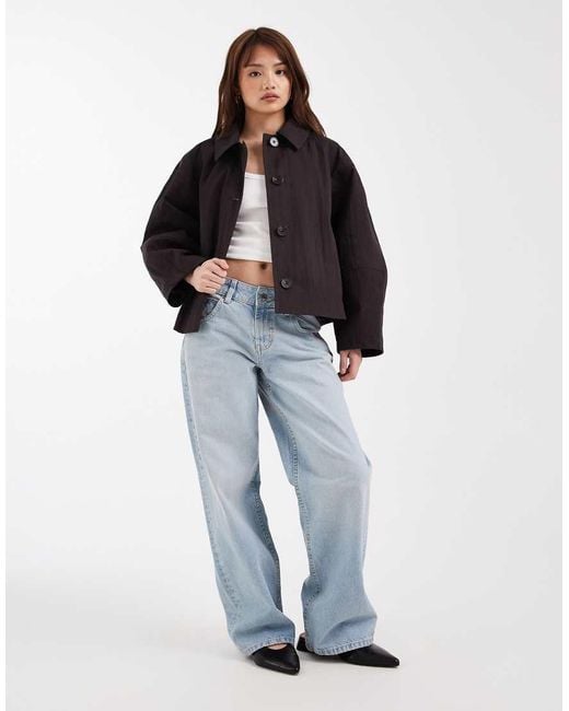 ASOS Black Asos Design Petite Short Trench Coat With Pleat Detail
