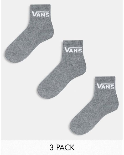 Vans Gray 3 Pack Classic Half Crew Socks for men