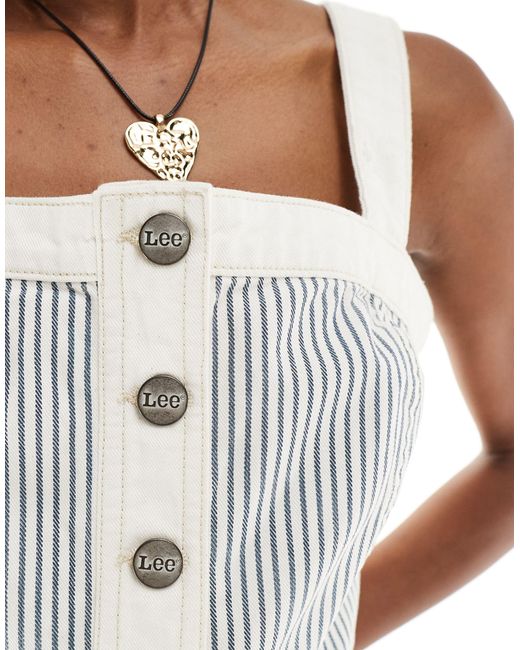 Top style corset à rayures hickory et boutonnage sur le devant - écru Lee Jeans en coloris White