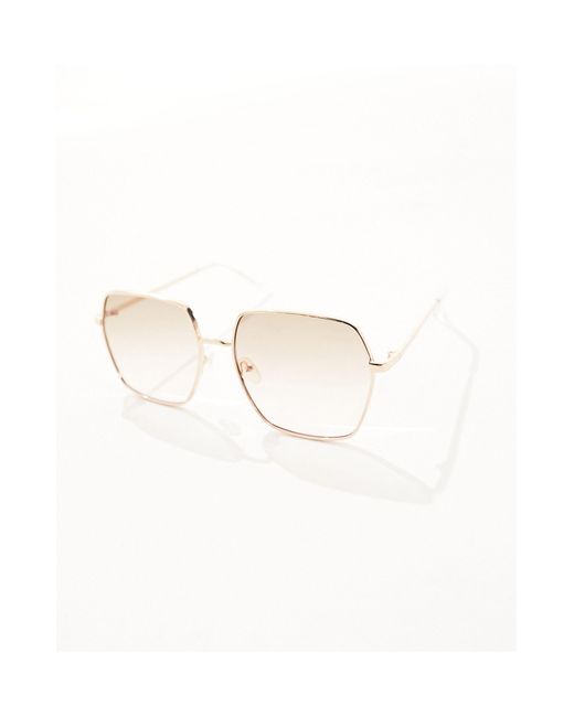 South Beach Brown Square Oversized Metal Sunglasses