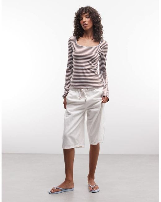 Monki White Scoopneck Long Sleeve Top