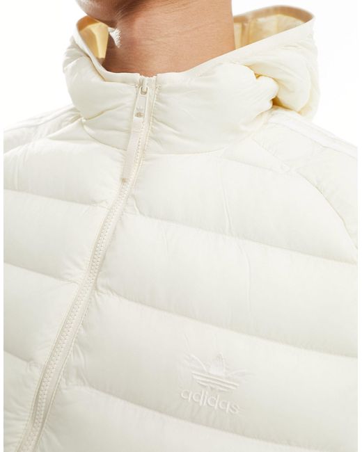 Adidas Originals White 3 Stripe Padded Hooded Jacket for men