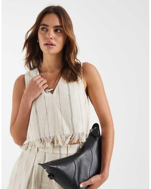 ASOS Multicolor Tailored Fringe Hem V Neck Shell Top