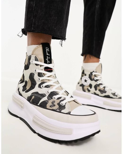 Converse Black – run star legacy cx hi – hohe sneaker mit leopardenmuster